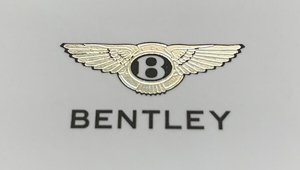 Silver foil Bentley logo